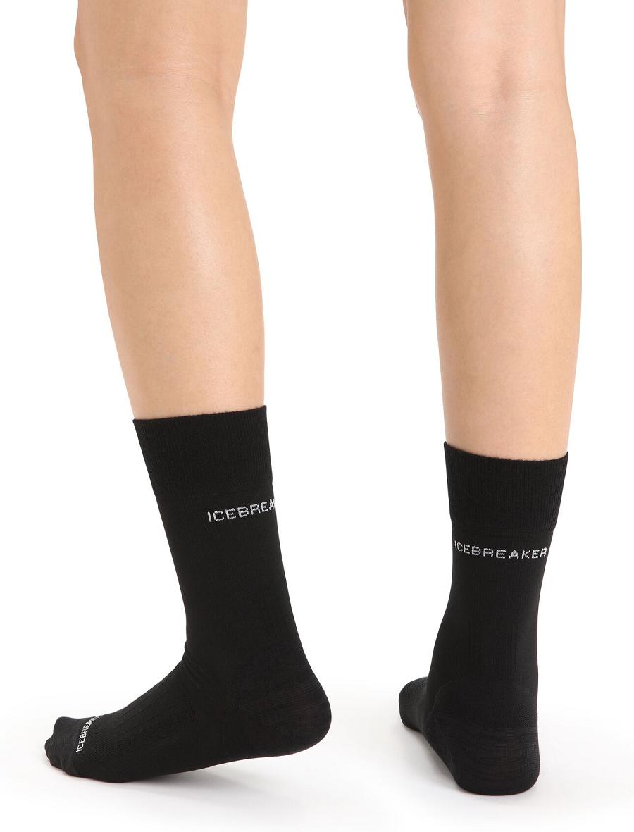 Women's Icebreaker Merino Hike Liner Crew Socks Black | CA 1534HAPK